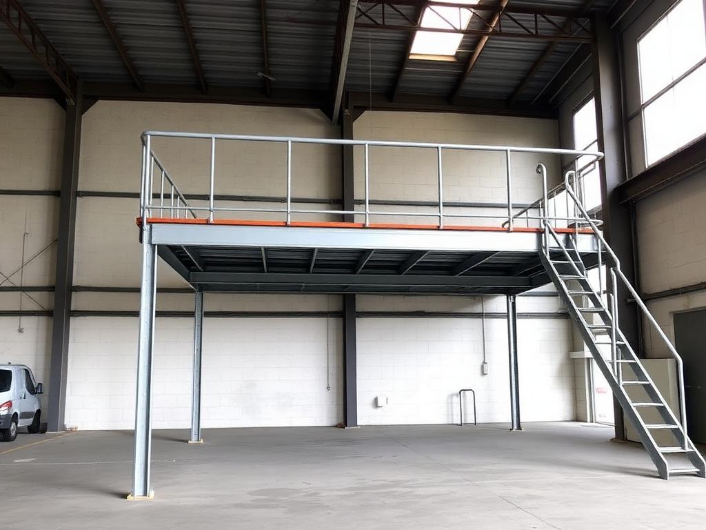 Mezanino metálico instalado em galpão
