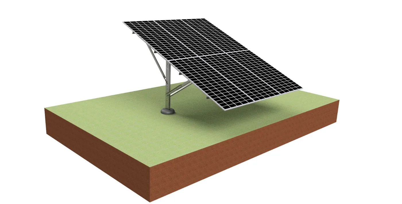 Estrutura solar de solo Solo Linear monoposte com painéis fotovoltaicos